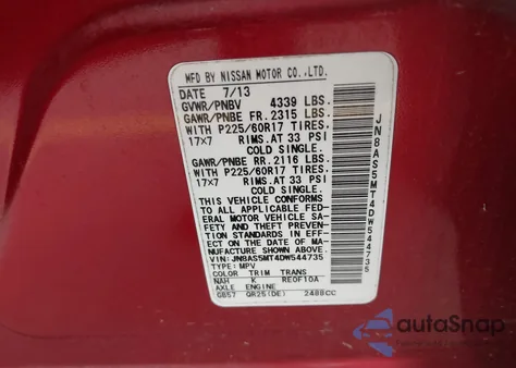 2013 Nissan Rogue Sv from USA, damaged, VIN JN8AS5MT4DW544735